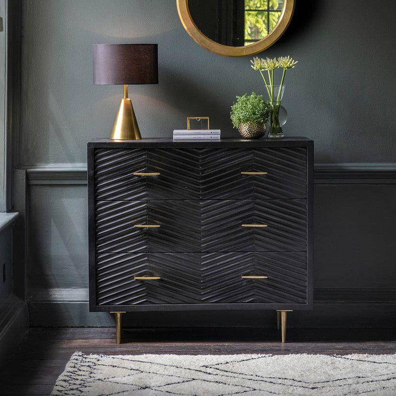 Black Stained Mango Wood Finish Sideboard