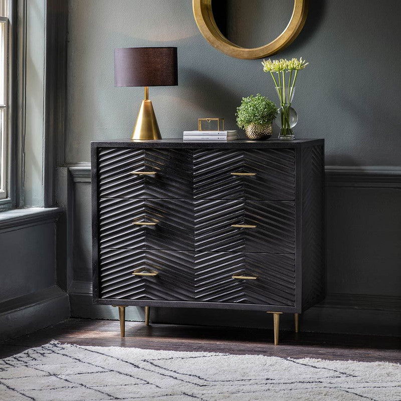 Black Stained Mango Wood Finish Sideboard