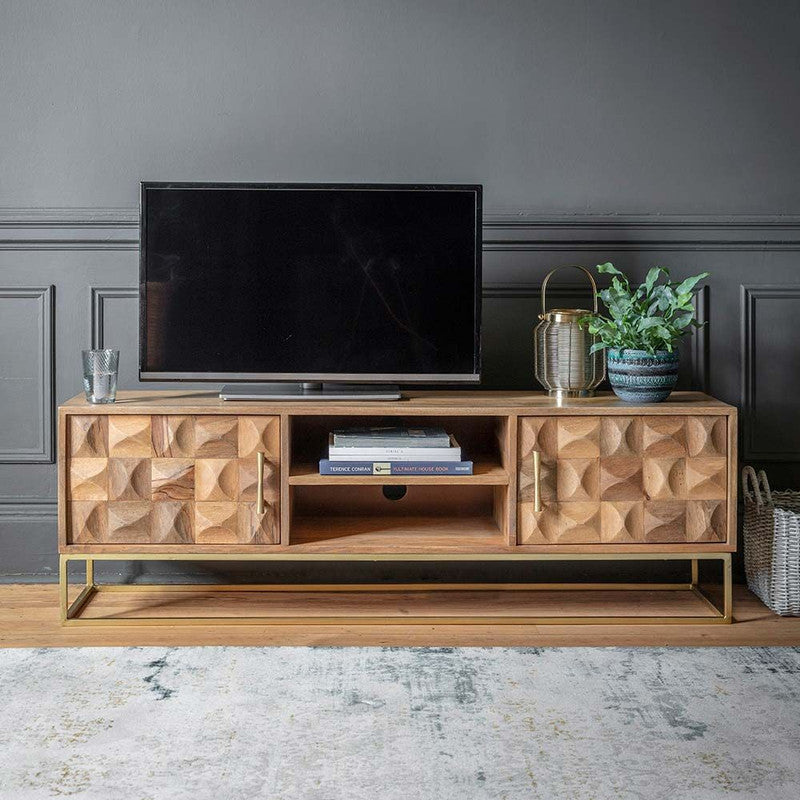 Mango Wood Finish Media Unit