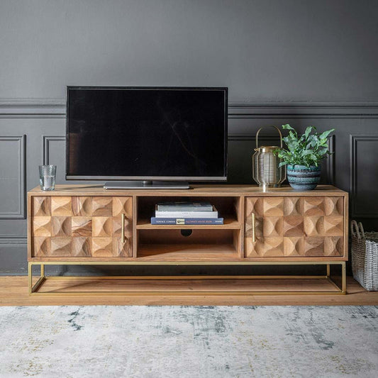 Mango Wood Finish Media Unit