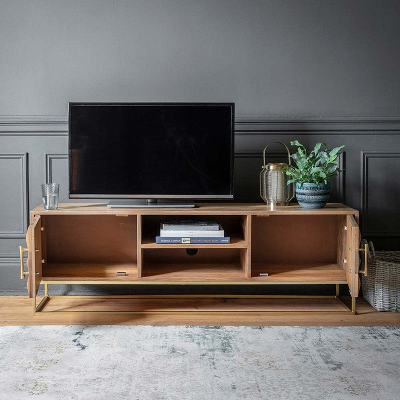 Mango Wood Finish Media Unit