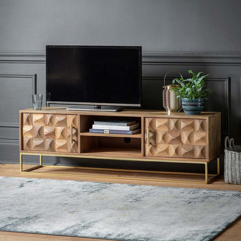 Mango Wood Finish Media Unit