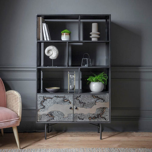 Shelving Unit With A Black Frame Finish