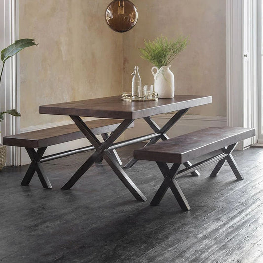 Solid Wood Dining Table With Gun Metal Legs - Medium