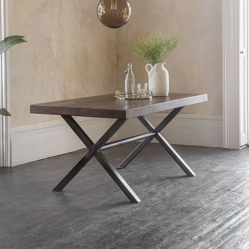 Solid Wood Dining Table With Gun Metal Legs - Medium