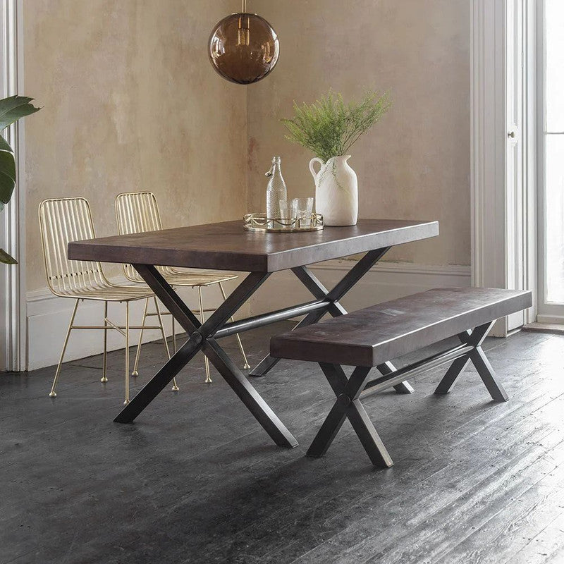 Solid Wood Dining Table With Gun Metal Legs - Medium