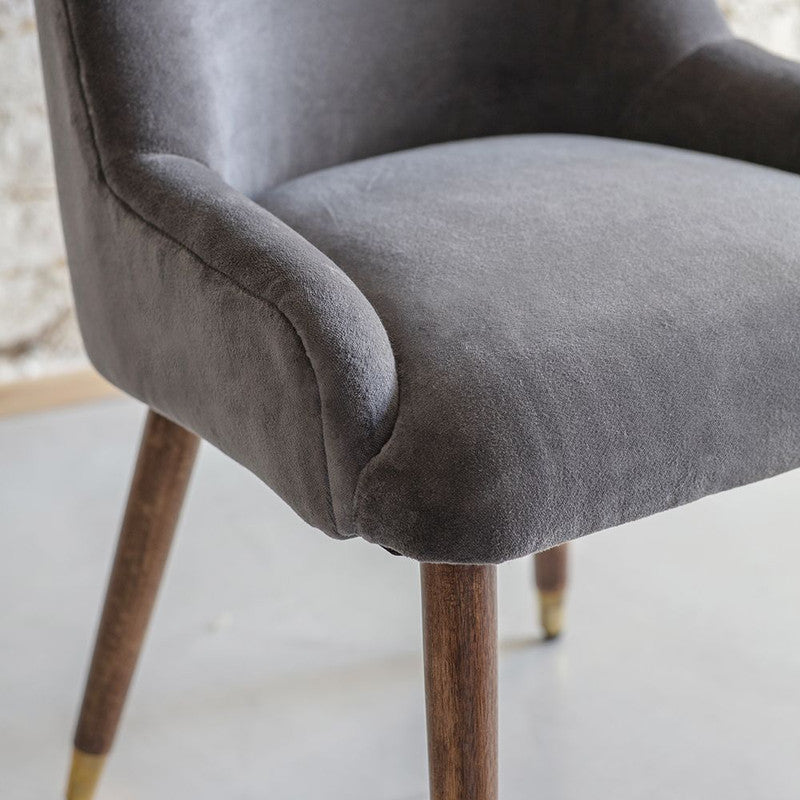 Dining Chair In Grey Velvet