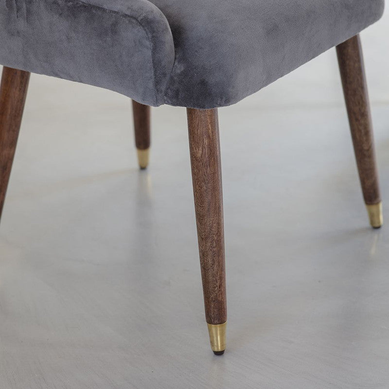 Dining Chair In Grey Velvet