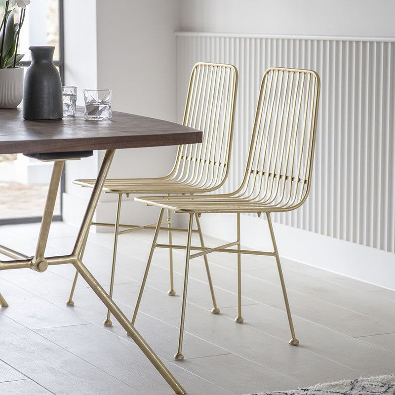 Metal Dining Chair In Brass (Set of 2)