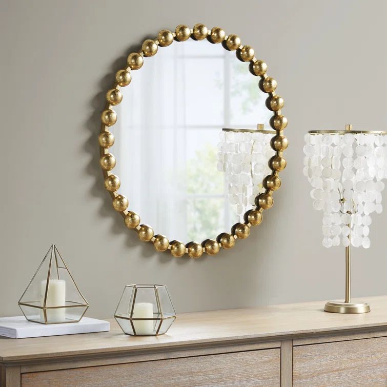 Antique Metallic Round Wall Mirror